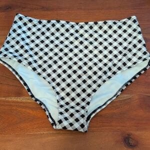 Old Navy Black & White Gingham High-Waist Bikini Bottoms